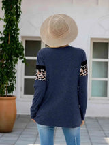 Leopard Round Neck Long Sleeve T-Shirt Women's T-Shirts - Tophatter Daily Deals