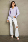 Double Take Eyelet V-Neck Flounce Sleeve Blouse Blouses - Tophatter Daily Deals