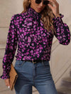 Floral Smocked Frill Neck Blouse Blouses - Tophatter Daily Deals