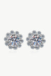 Moissanite Floral-Shaped Stud Earrings Silver One Size Moissanite - Tophatter Daily Deals