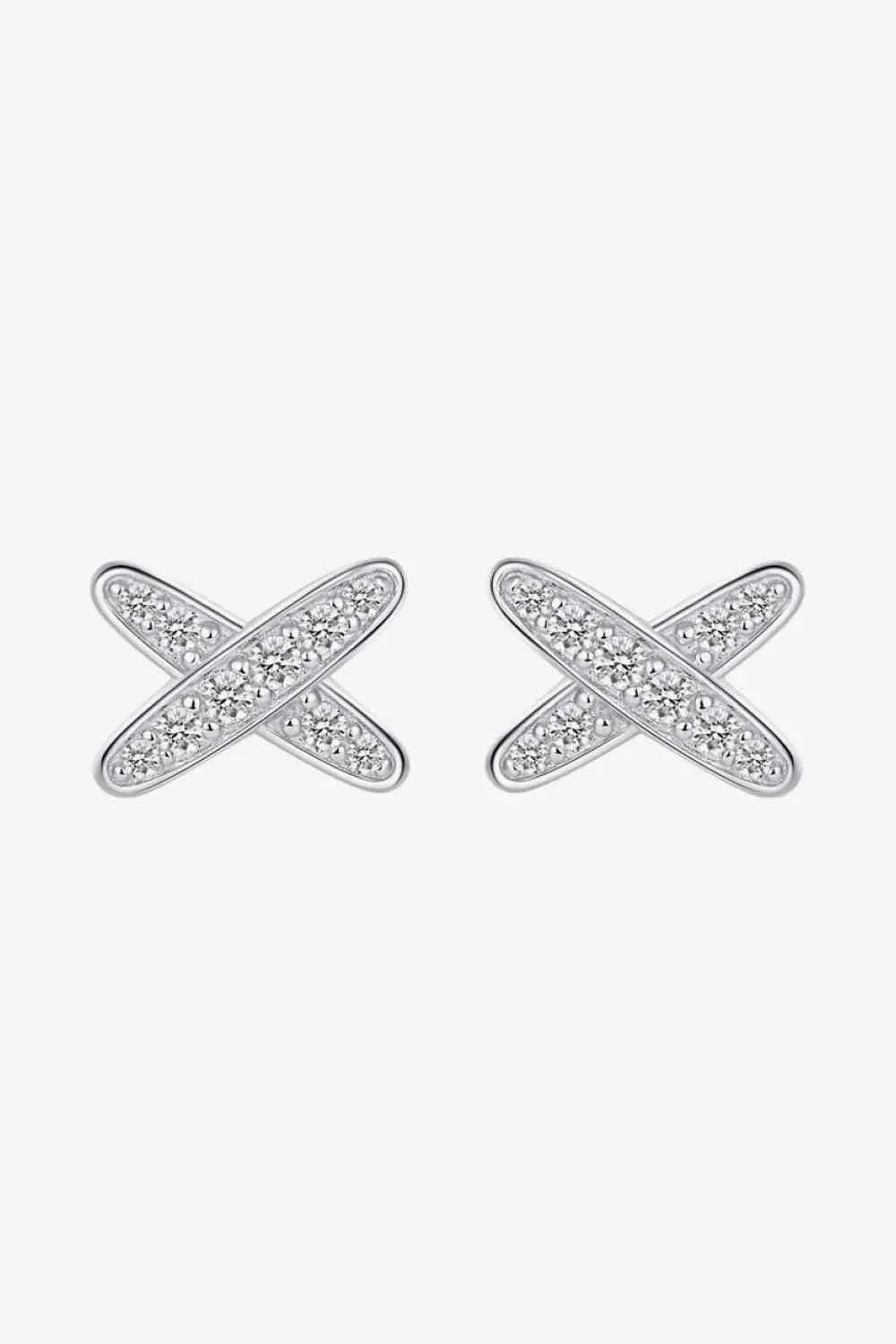925 Sterling Silver X-Shape Moissanite Earrings Moissanite - Tophatter Daily Deals