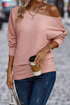 Texture Round Neck Long Sleeve Top Blouses - Tophatter Daily Deals