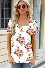 Square Neck Short Sleeve T-Shirt White Women's T-Shirts - Tophatter Daily Deals