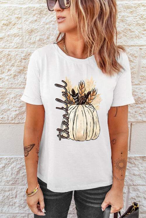 Graphic Round Neck Short Sleeve T-Shirt Women's T-Shirts - Tophatter Daily Deals