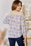 Hailey & Co Full Size Lace Detail Printed Blouse Blouses - Tophatter Daily Deals