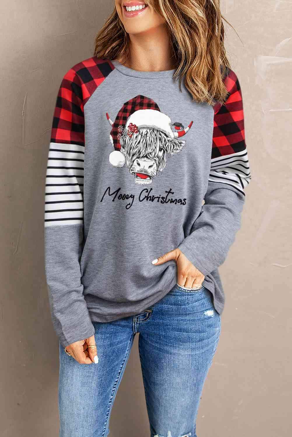 Graphic Plaid Long Sleeve T-Shirt - Tophatter Daily Deals