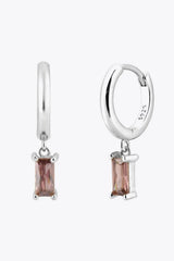 Zircon Huggie Drop Earrings Silver Brown One Size Earrings - Tophatter Daily Deals