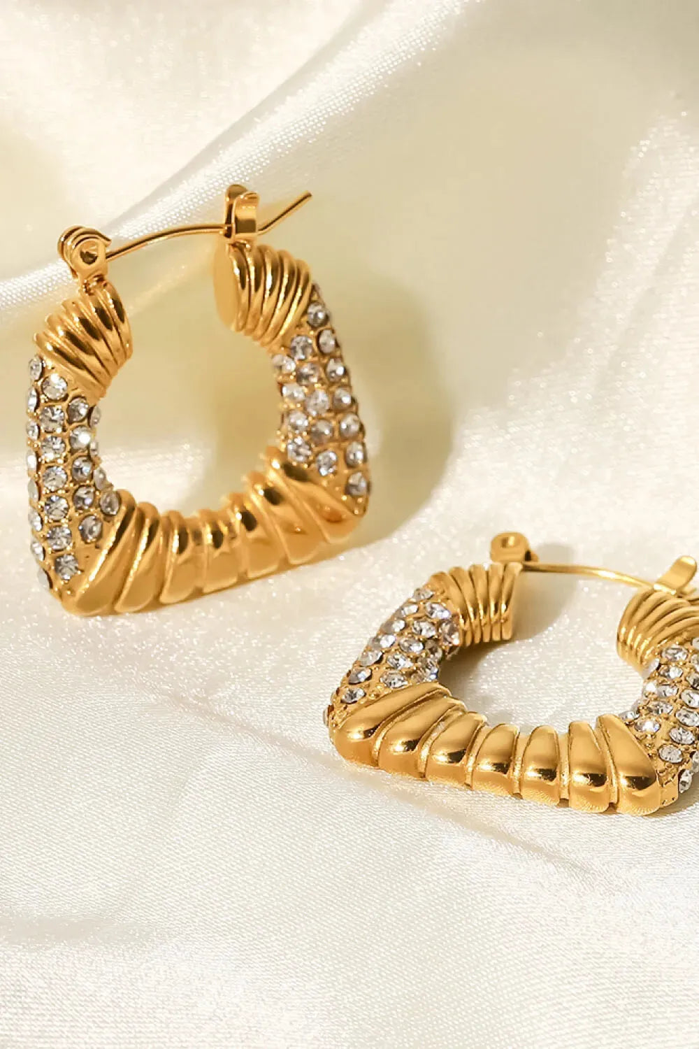 18K Gold Plated Inlaid Cubic Zirconia Earrings Earrings - Tophatter Daily Deals