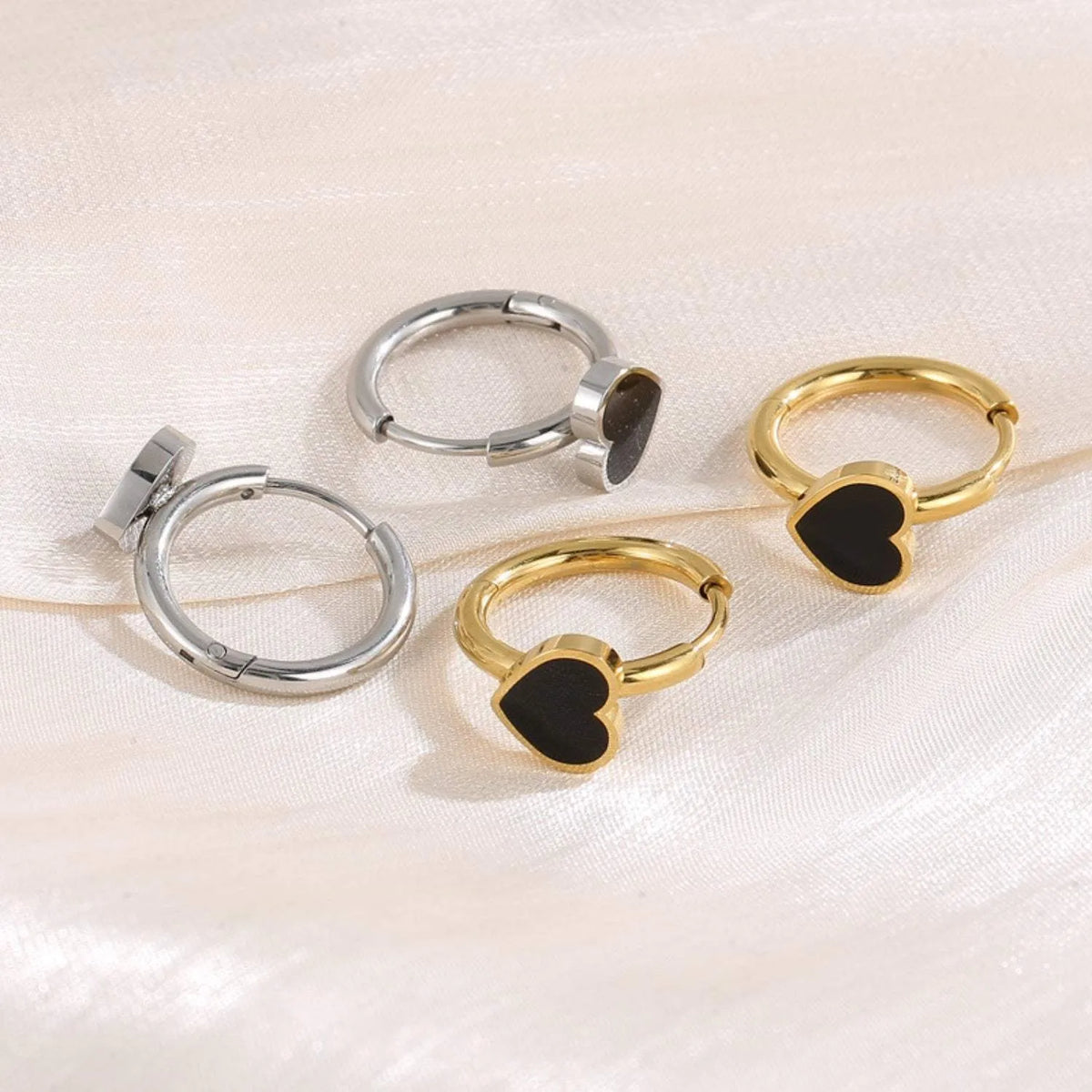 Stainless Steel Heart Huggie Earrings Earrings - Tophatter Daily Deals
