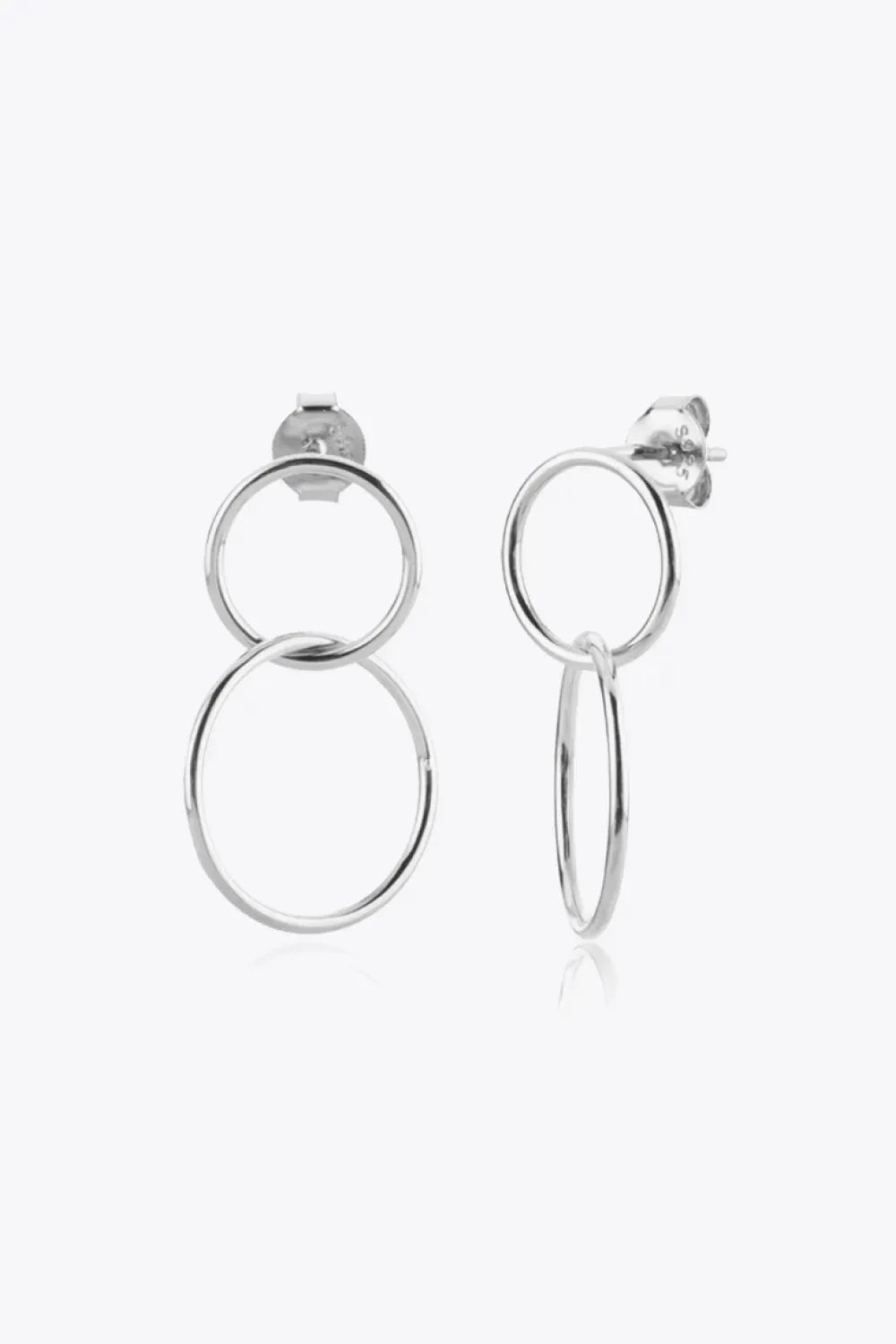 925 Sterling Silver Double Hoop Drop Earrings Silver One Size Earrings - Tophatter Daily Deals