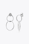 925 Sterling Silver Double Hoop Drop Earrings Silver One Size Earrings - Tophatter Daily Deals
