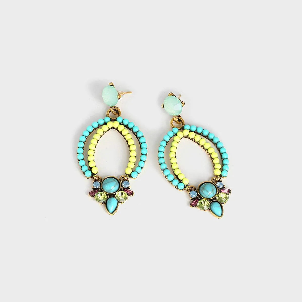 Geometric Alloy Dangle Earrings Teal One Size Earrings - Tophatter Daily Deals