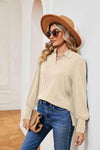 Johnny Collar Long Sleeve Top Blouses - Tophatter Daily Deals