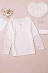 Plus Size Spliced Lace Ribbed Henley Top Women's T-Shirts - Tophatter Daily Deals