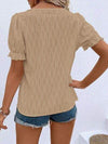 Ruffled Notched Short Sleeve T-Shirt Women's T-Shirts - Tophatter Daily Deals