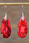 Handmade Teardrop Shape Natural Stone Dangle Earrings Red Silver One Size Earrings - Tophatter Daily Deals