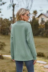 Collared Neck Cable-Knit Long Sleeve Blouse Blouses - Tophatter Daily Deals