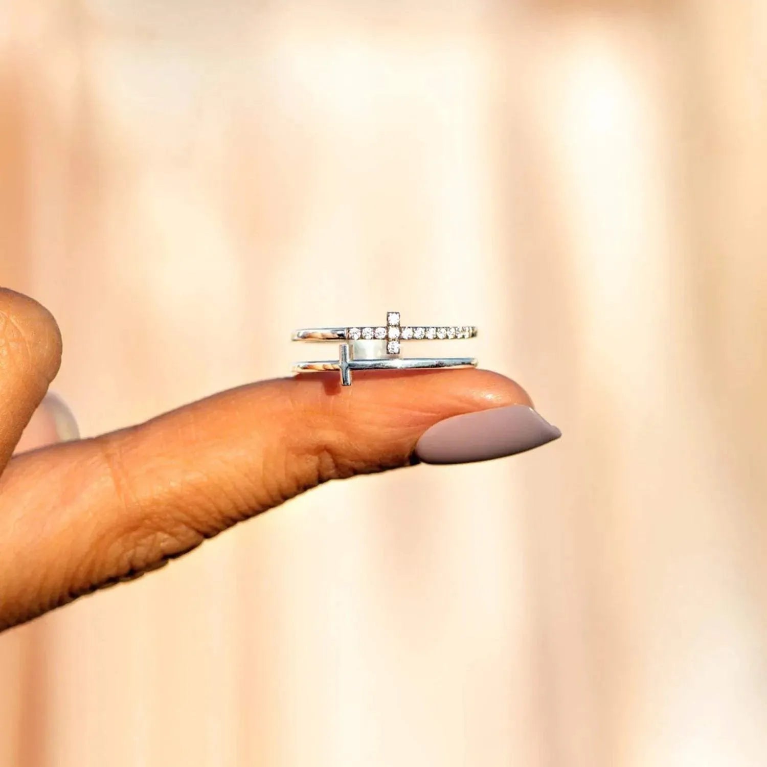 925 Sterling Silver Double Cross Ring Rings - Tophatter Daily Deals