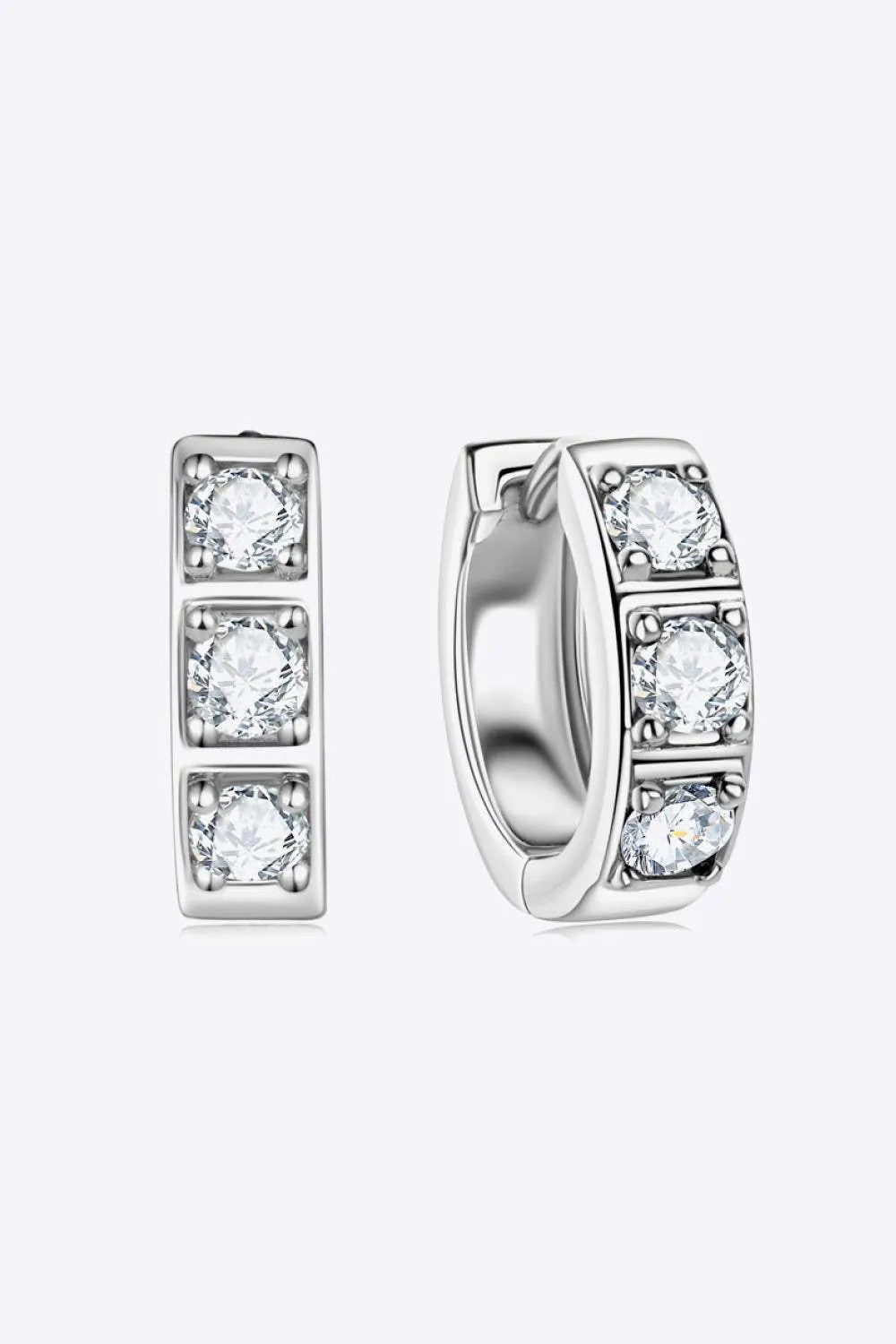 Inlaid Moissanite Huggie Earrings White One Size Moissanite - Tophatter Daily Deals