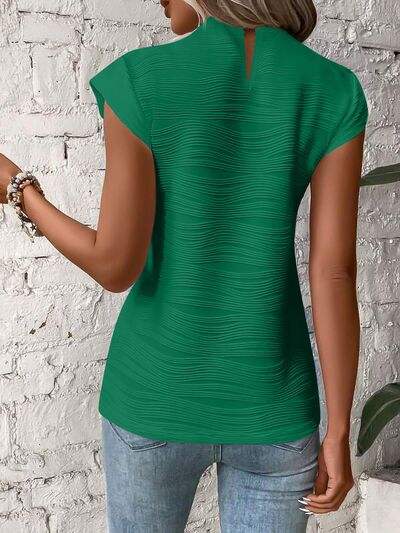 Mock Neck Cap Sleeve T-Shirt Women's T-Shirts - Tophatter Daily Deals