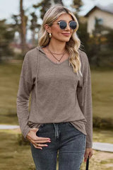 Drawstring Dropped Shoulder Hooded T-Shirt Women's T-Shirts - Tophatter Daily Deals