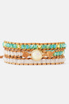 Crystal & Opal Triple-Layered Beaded Bracelet Multicolor One Size Bracelets - Tophatter Daily Deals