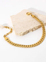 Thick Curb Stainless Steel Chain Bracelet with Pearl Bracelets - Tophatter Daily Deals