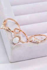 Opal and Zircon Three-Piece Ring Set Opal - Tophatter Daily Deals