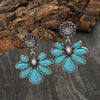 Artificial Turquoise Flower Earrings Earrings - Tophatter Daily Deals