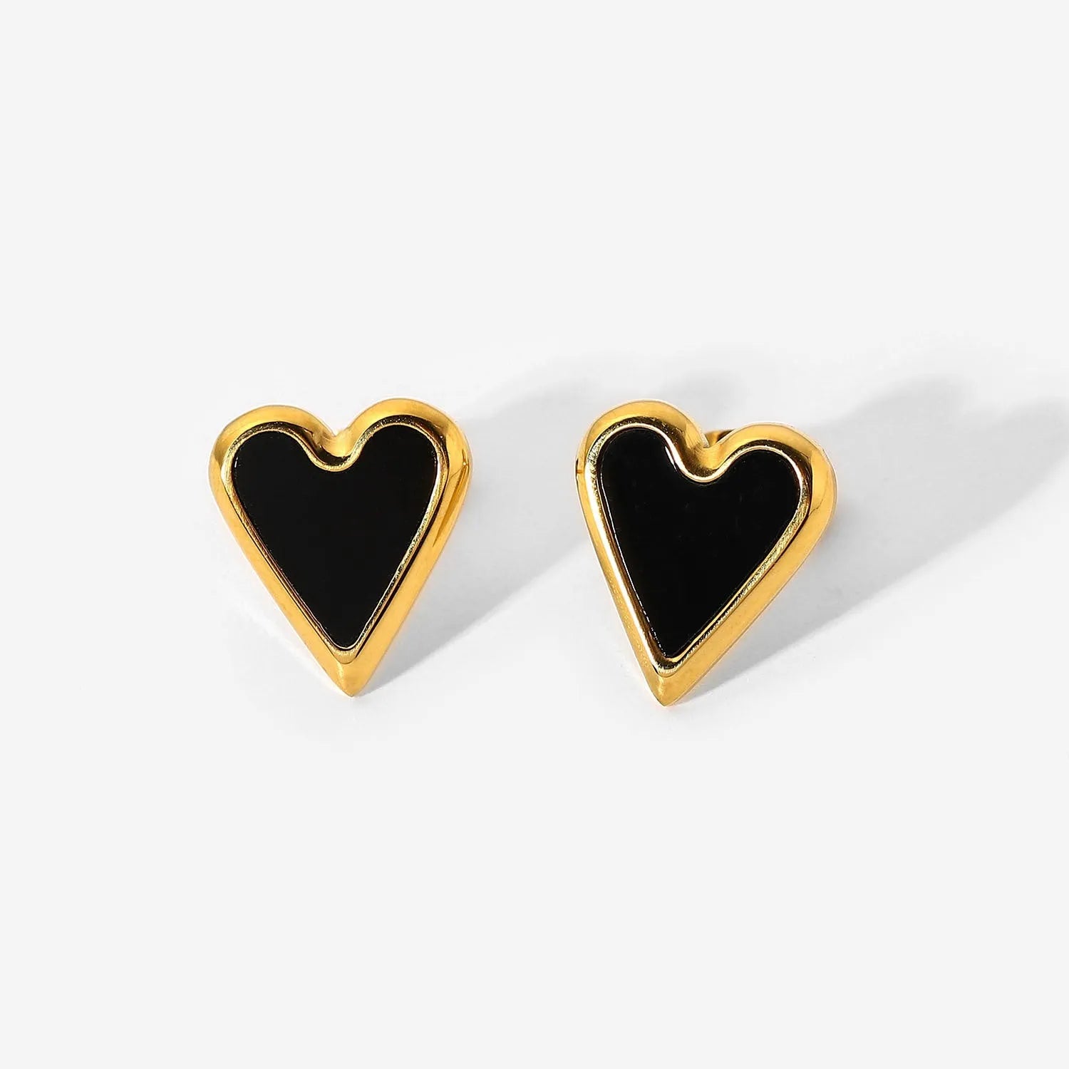 Heart Stainless Steel Stud Earrings Gold Black One Size Earrings - Tophatter Daily Deals