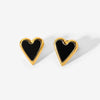 Heart Stainless Steel Stud Earrings Gold Black One Size Earrings - Tophatter Daily Deals