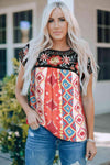 Embroidered Round Neck Short Sleeve Top Multicolor Blouses - Tophatter Daily Deals