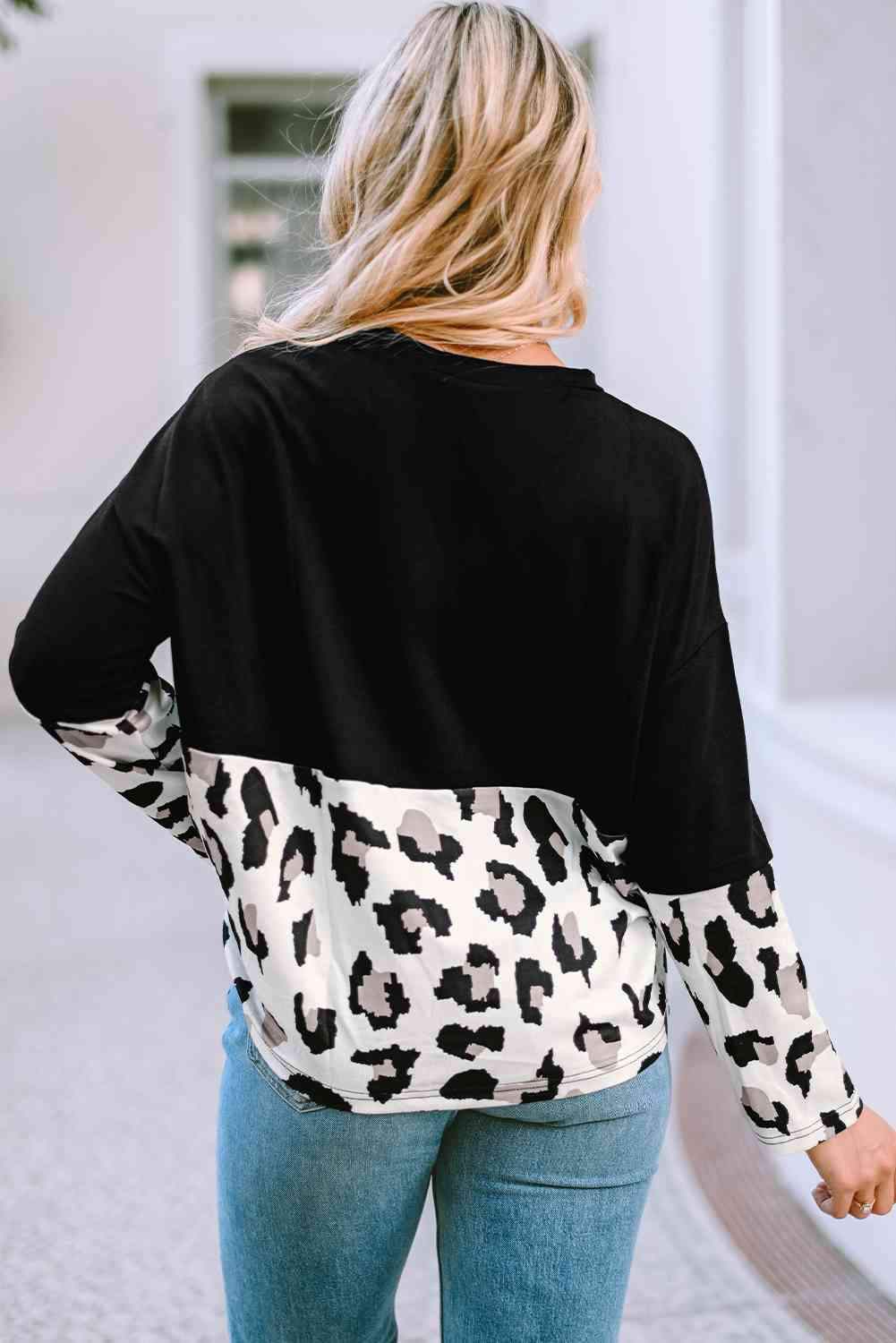 Leopard Long Sleeve T-Shirt Women's T-Shirts - Tophatter Daily Deals