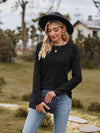 Ribbed Round Neck Long Sleeve Tee Women's T-Shirts - Tophatter Daily Deals