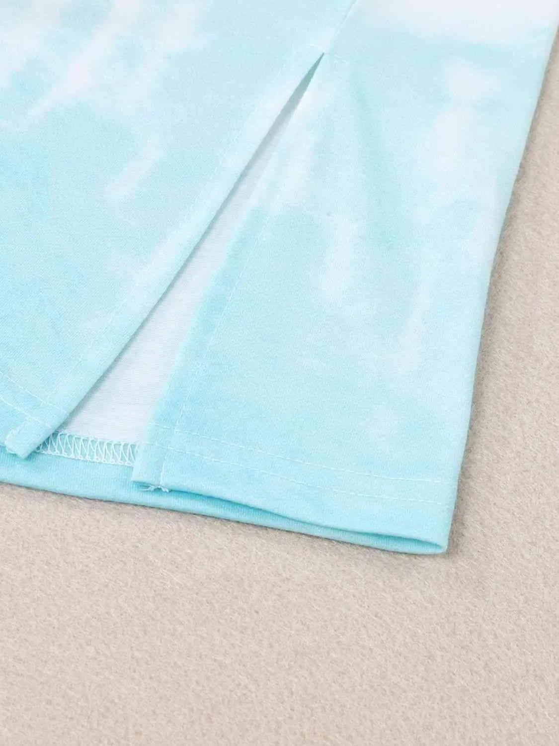 Tie-Dye Lace Trim Round Neck Top Blouses - Tophatter Daily Deals