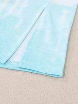 Tie-Dye Lace Trim Round Neck Top Blouses - Tophatter Daily Deals