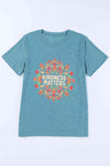 KINDNESS MATTERS Flower Graphic Tee Blue XL Women's T-Shirts - Tophatter Daily Deals