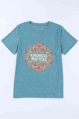 KINDNESS MATTERS Flower Graphic Tee Blue XL Women's T-Shirts - Tophatter Daily Deals