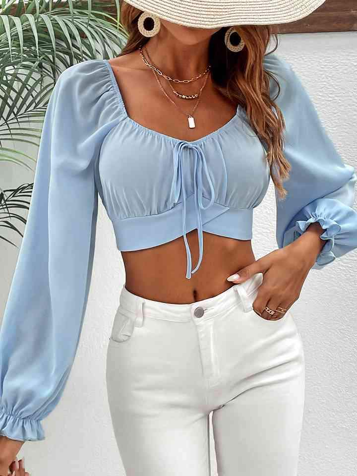 Raglan Sleeve Cropped Blouse Blouses - Tophatter Daily Deals