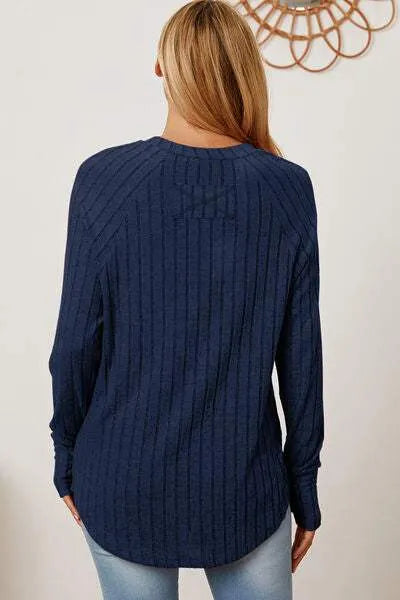 Basic Bae Full Size Ribbed Thumbhole Sleeve T-Shirt Women's T-Shirts - Tophatter Daily Deals
