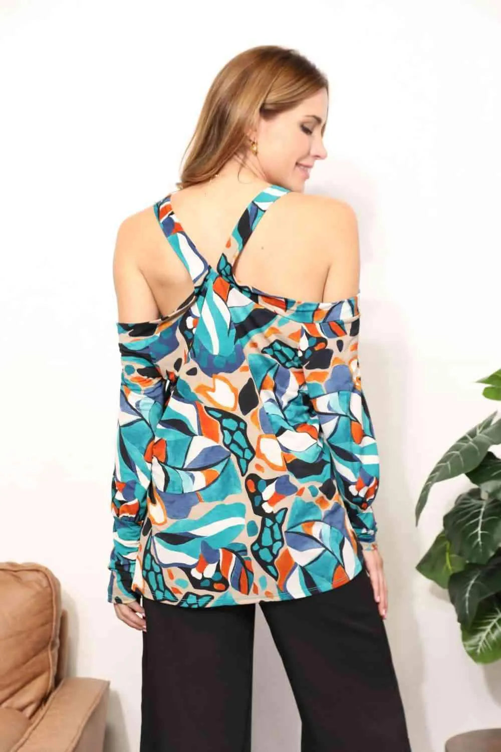 Sew In Love Full Size High Neck Off Shoulder Criss Cross Top Blouses - Tophatter Daily Deals