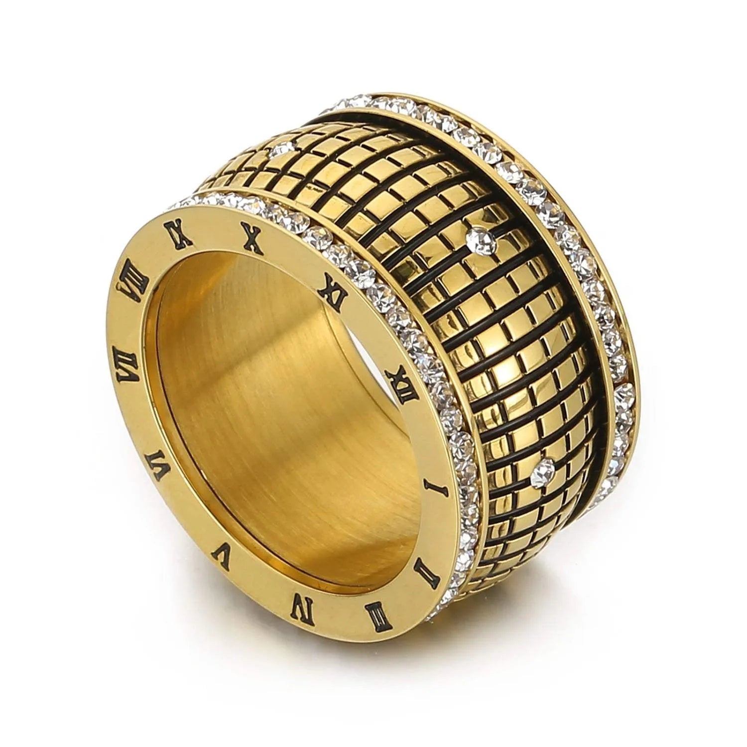 Inlaid Rhinestone Stainless Steel Ring Rings - Tophatter Daily Deals
