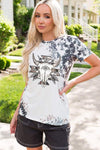 Bull Graphic Round Neck Short Sleeve T-Shirt Women's T-Shirts - Tophatter Daily Deals