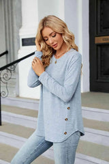 Round Neck Long Sleeve T-Shirt Women's T-Shirts - Tophatter Daily Deals