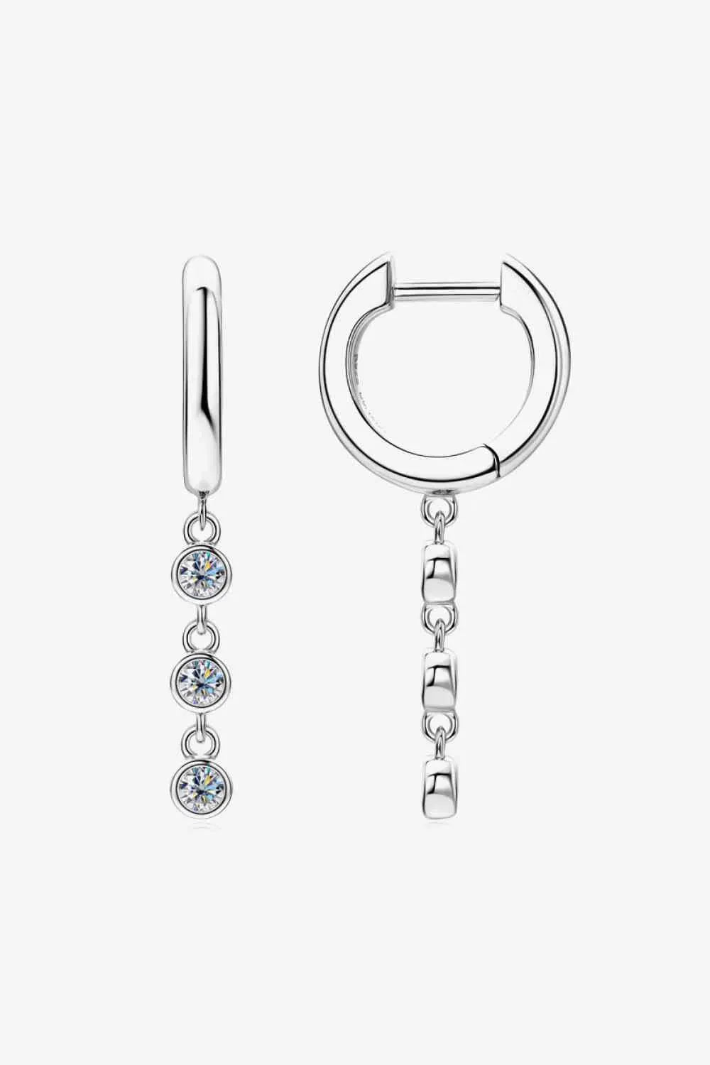 Moissanite Decor 925 Sterling Silver Earrings Silver One Size Moissanite - Tophatter Daily Deals