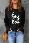 HEY BOO Graphic Round Neck T-Shirt Women's T-Shirts - Tophatter Daily Deals