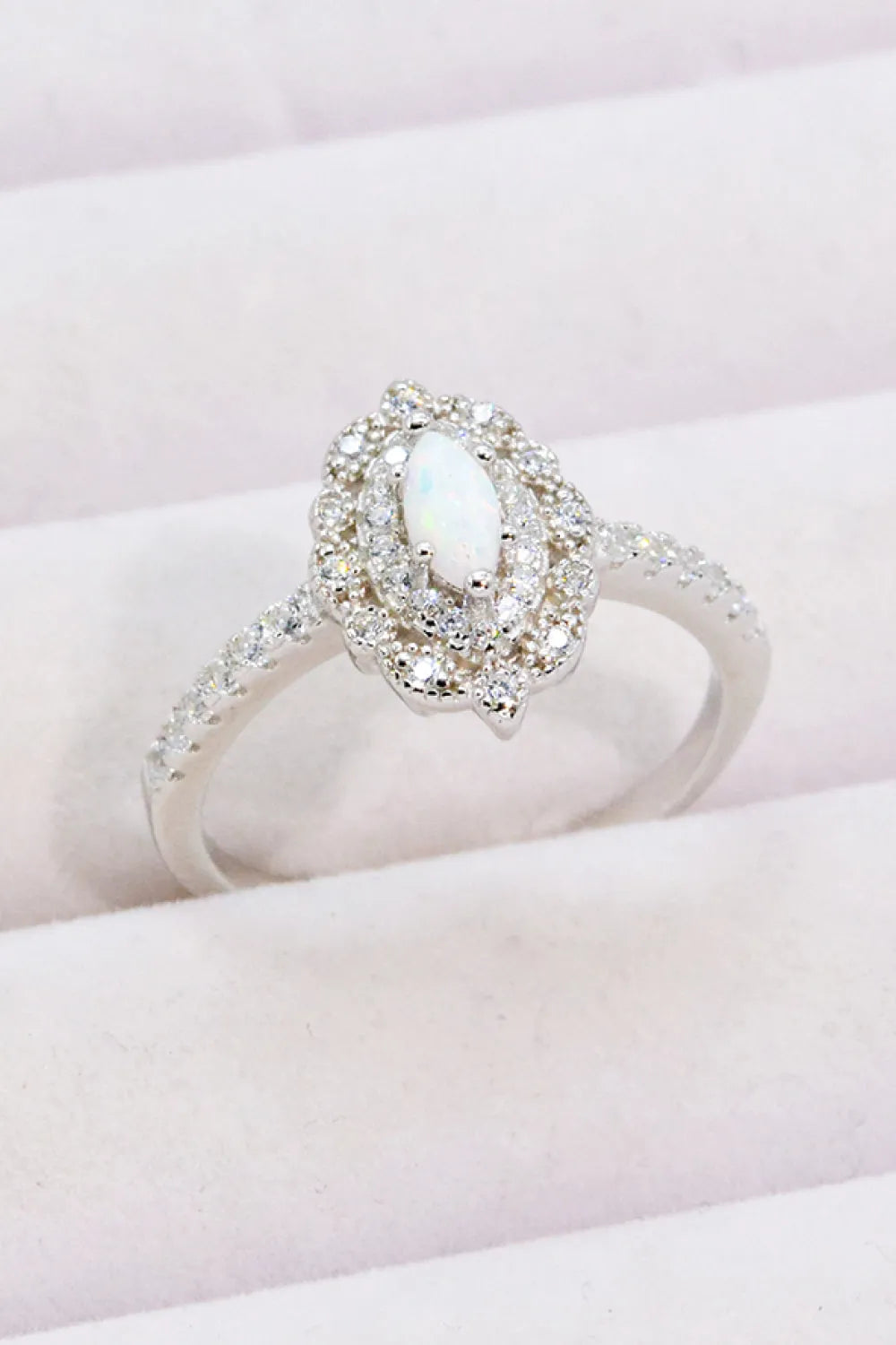 Modern Love Story Opal and Zircon Ring Opal - Tophatter Daily Deals