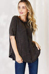 Zenana Oversized Waffle Short Sleeve T-Shirt Women's T-Shirts - Tophatter Daily Deals