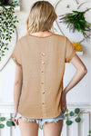 Swiss Dot Decorative Button Short Sleeve Blouse Blouses - Tophatter Daily Deals