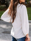 Notched Neck Long Sleeve Blouse Blouses - Tophatter Daily Deals